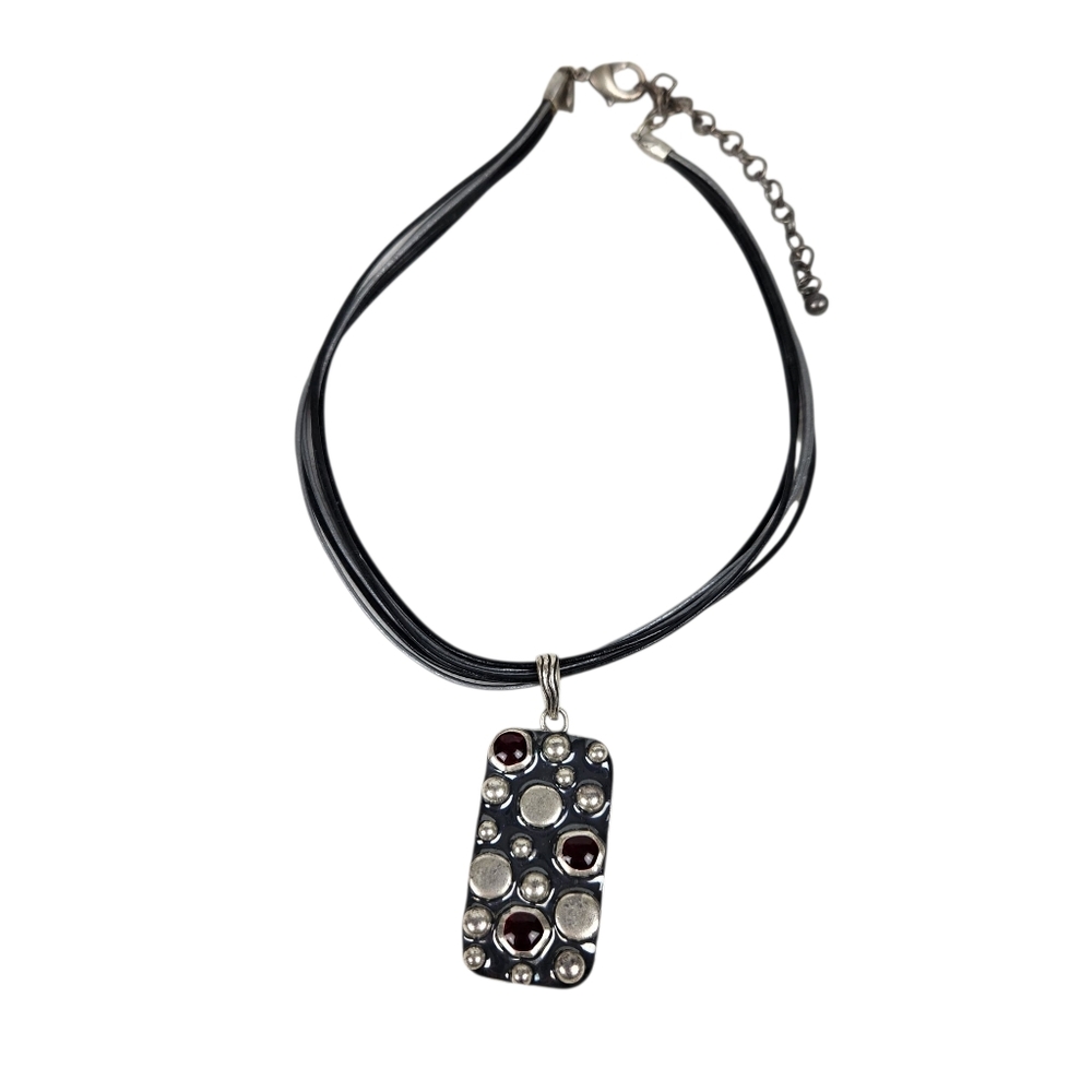 Chico's Modern Circle Art Medallion Necklace Adjustable Office